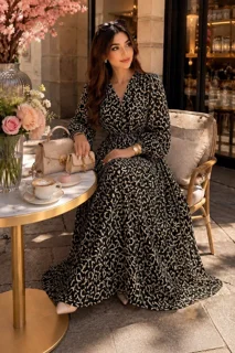 پیراهن حریر لمه دار شاخه